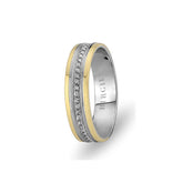 White and Yellow Gold Belize Wedding Band w/ Diamonds