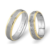 White and Yellow Gold Barbados Wedding Band w/ Diamonds