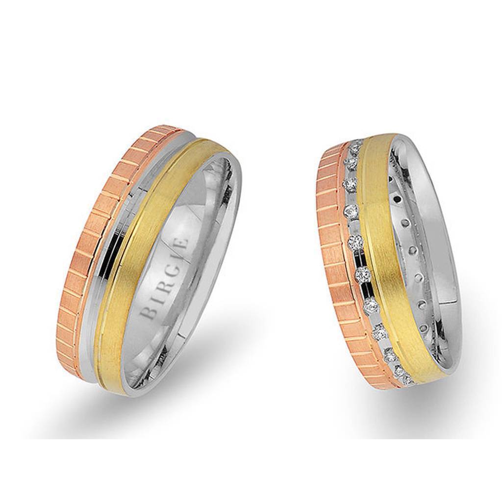 White and Yellow Gold Paris Wedding Band w/ Diamonds