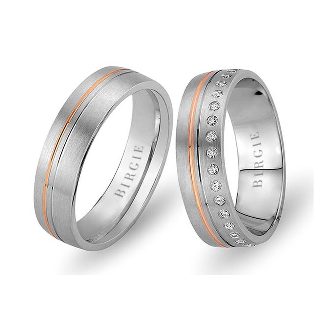 White and Rose Gold Lofoten Wedding Band w/ Diamonds