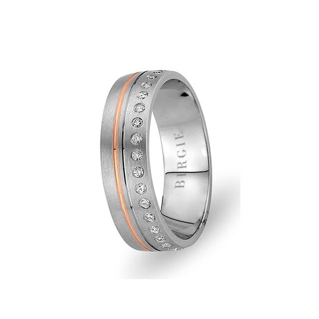 White and Rose Gold Lofoten Wedding Band w/ Diamonds