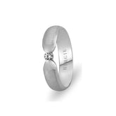 White Gold Hawaii Matt Wedding Band w/ Single Diamond