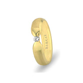 Yellow Gold Hawaii Matt Wedding Band w/ Single Diamond - Birgie Diamant | Fine Jewellery - Diamant & Edelstein Schmuck