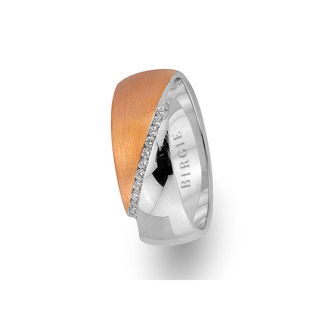 White and Rose Gold Maldives Wedding Band w/ Diamonds