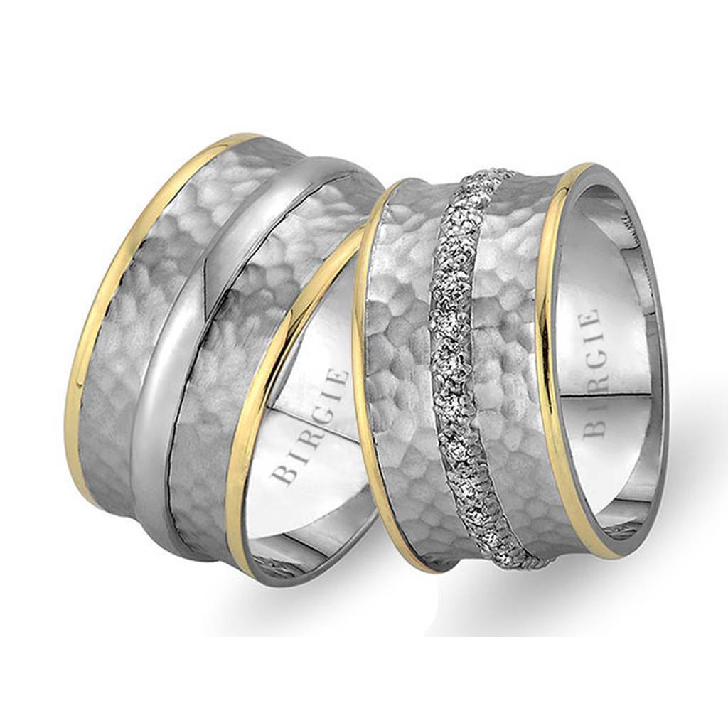 White and Yellow Gold Sumerian Wedding Band w/ Diamonds