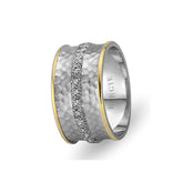 White and Yellow Gold Sumerian Wedding Band w/ Diamonds