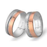 White and Rose Gold Barbuda Wedding Band w/ Diamonds