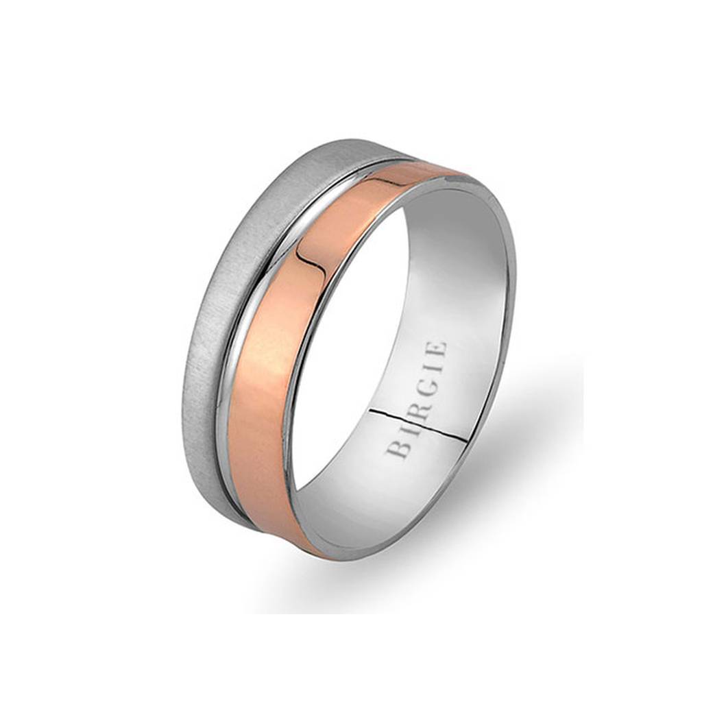 White and Rose Gold Barbuda Wedding Band