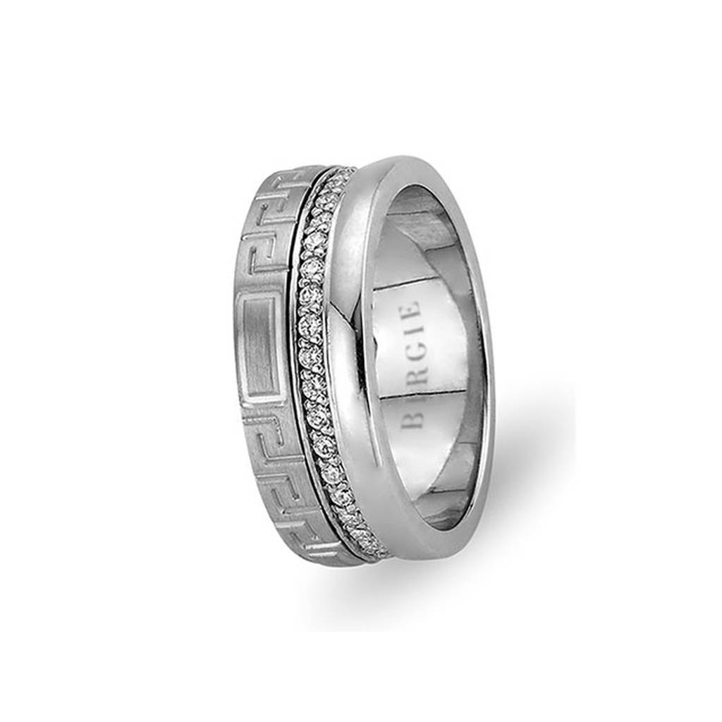 White Gold Hittite Wedding Band w/ Diamonds - Birgie Diamant | Fine Jewellery - Diamant & Edelstein Schmuck