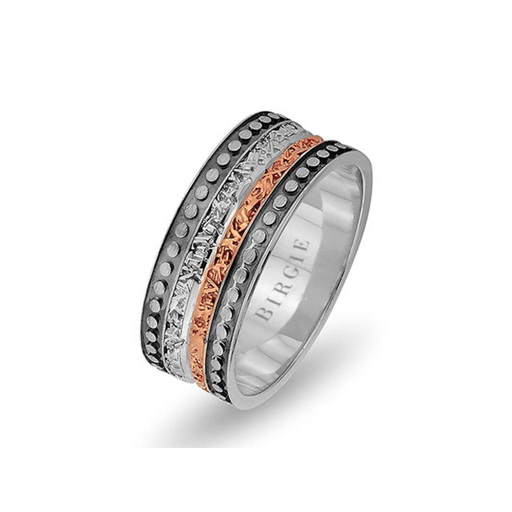 White and Rose Gold Assyrian Wedding Band