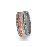 White and Rose Gold Assyrian Wedding Band w/ Twin Line Diamonds