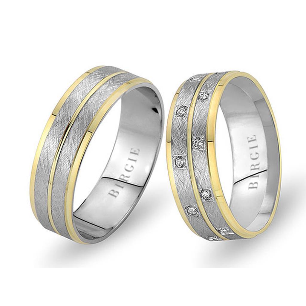 White and Yellow Gold Lydia Wedding Band w/ Diamonds