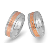 White and Rose Gold Luwian Wedding Band w/ Diamonds