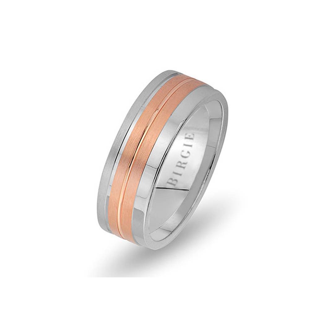 White and Rose Gold Luwian Wedding Band