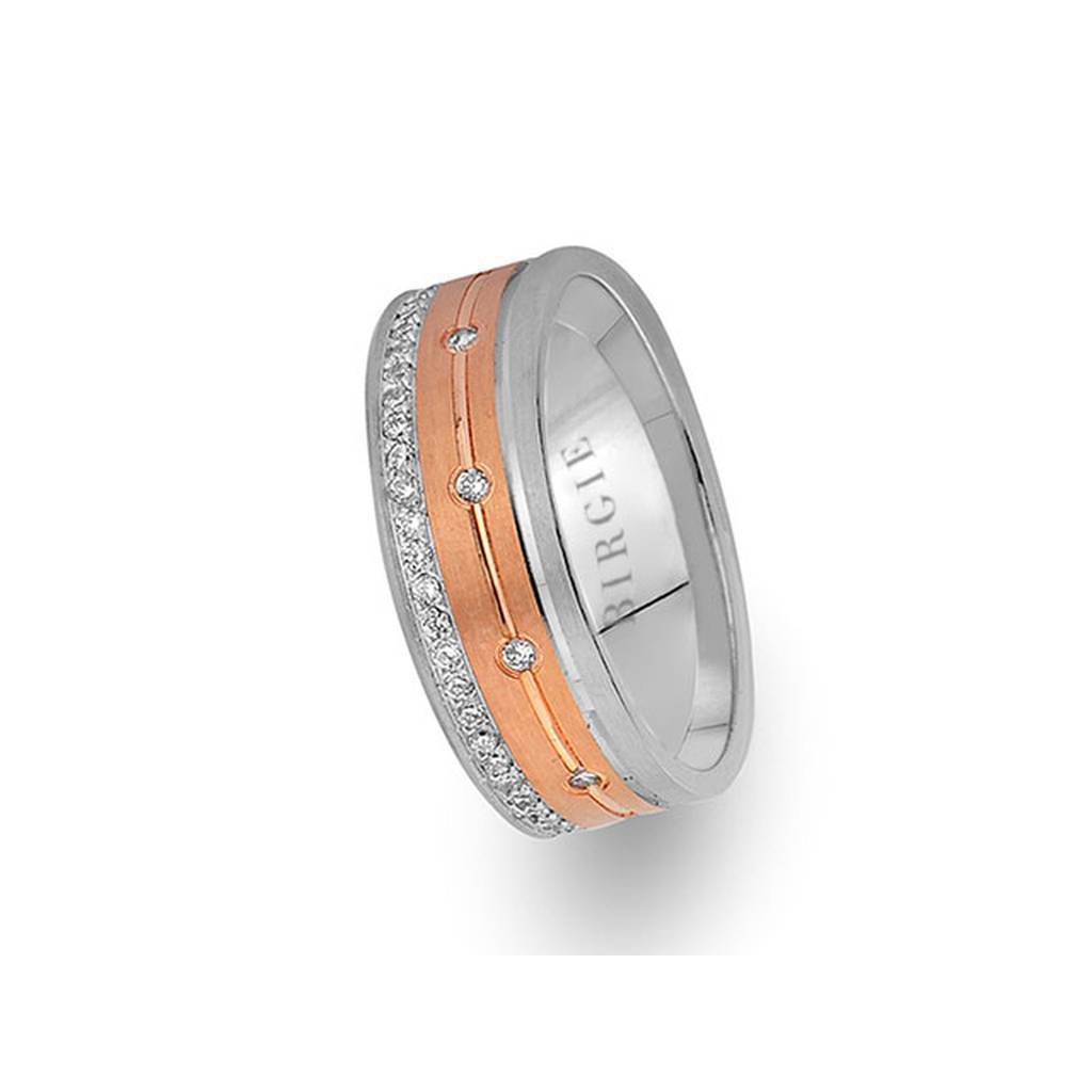 White and Rose Gold Luwian Wedding Band w/ Diamonds