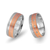 White and Rose Gold Achaea Wedding Band w/ Diamonds