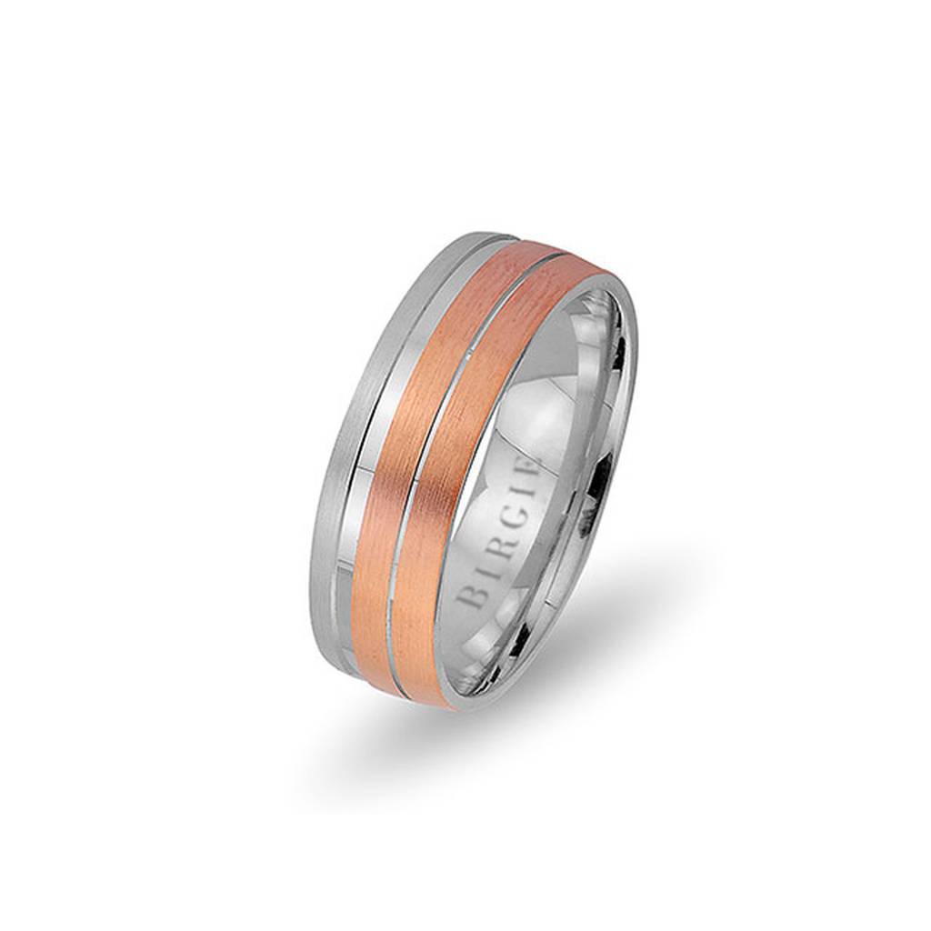 White and Rose Gold Achaea Wedding Band