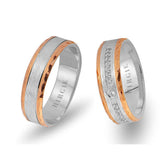 White and Rose Gold Ionia Wedding Band w/ Diamonds