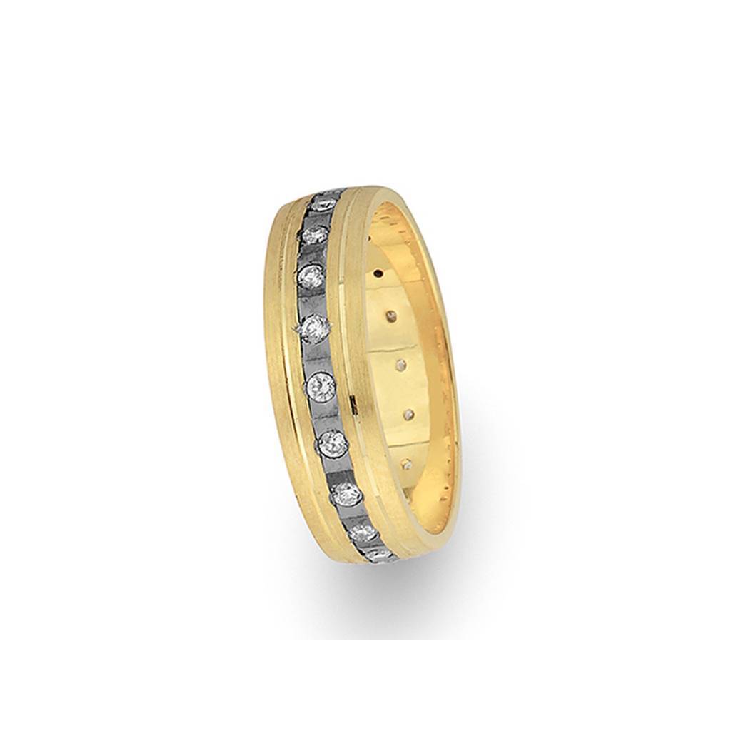 White and Yellow Gold Seleucid Wedding Band w/ Diamonds