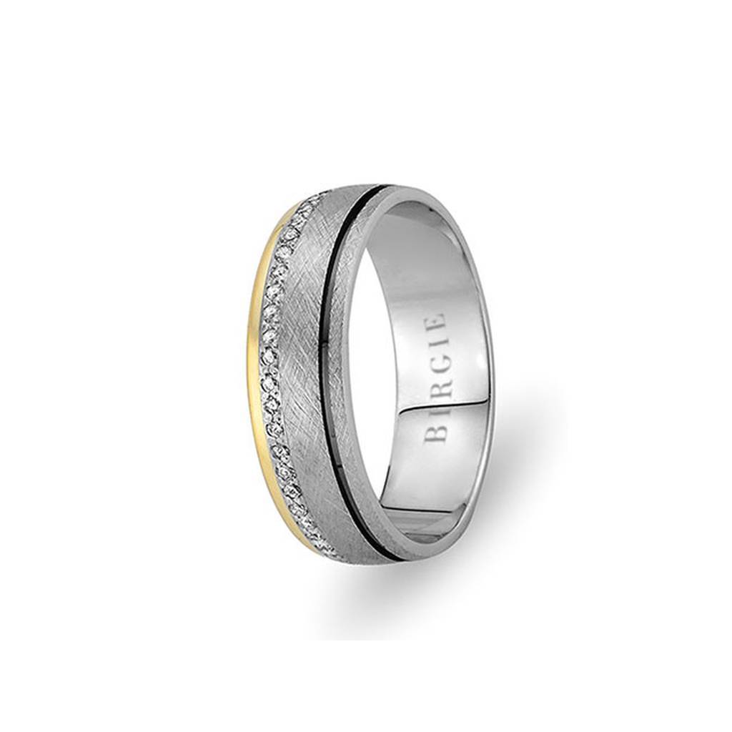 White and Yellow Gold Birdcage Wedding Band w/ Diamonds