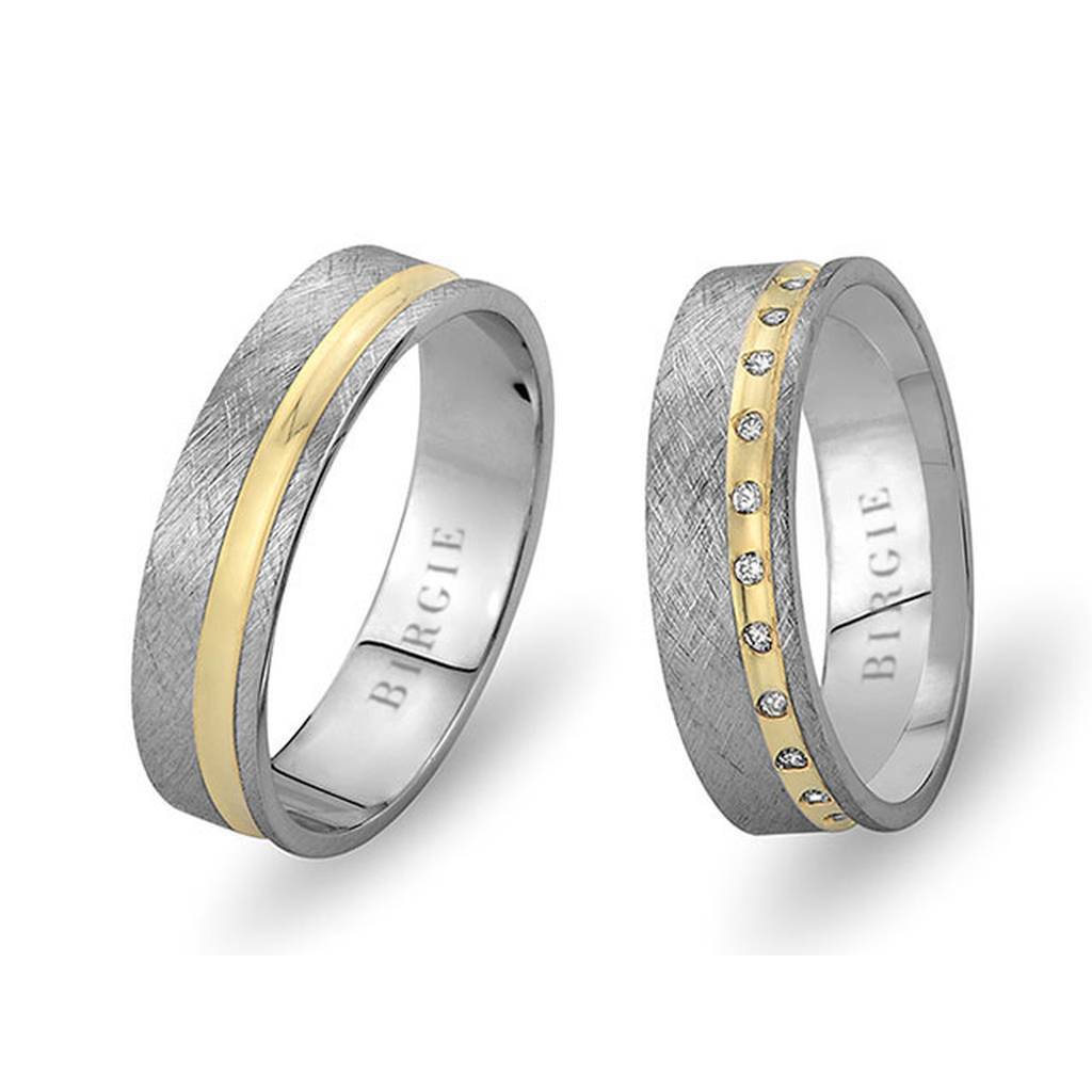 White and Yellow Gold Bomonti Wedding Band w/ Diamonds