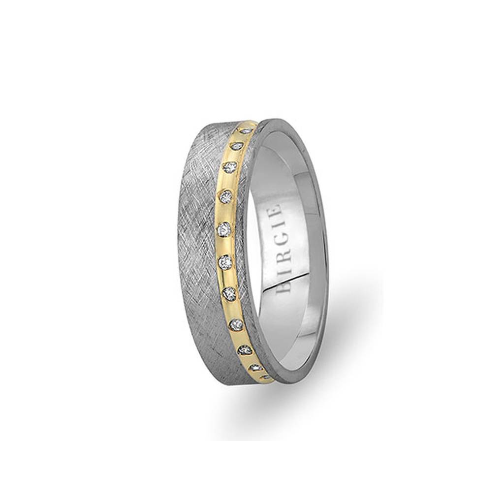 White and Yellow Gold Bomonti Wedding Band w/ Diamonds