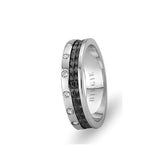 White Gold 2 Coloured Neva Wedding Band w/ Diamonds