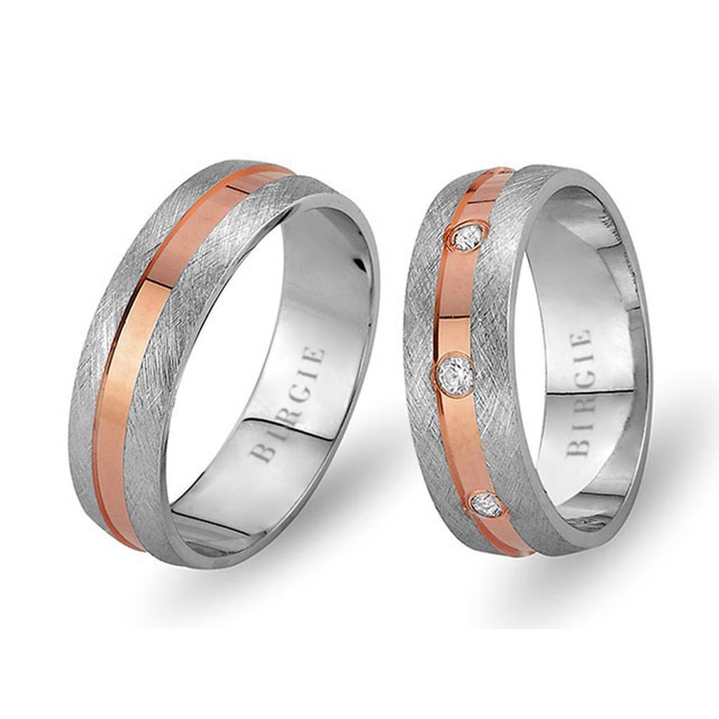 White and Rose Gold Galata Wedding Band w/ Diamonds