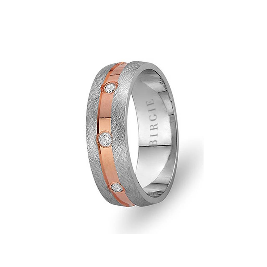 White and Rose Gold Galata Wedding Band w/ Diamonds