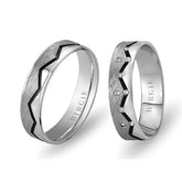 White Gold 2 Coloured Pera Wedding Band w/ Diamonds