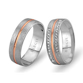 White and Rose Gold Bahariye Wedding Band w/ Diamonds