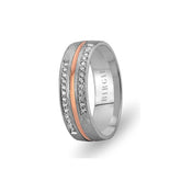 White and Rose Gold Bahariye Wedding Band w/ Diamonds