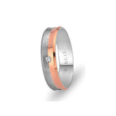 White and Rose Gold Beyazit Wedding Band w/ Single Diamond