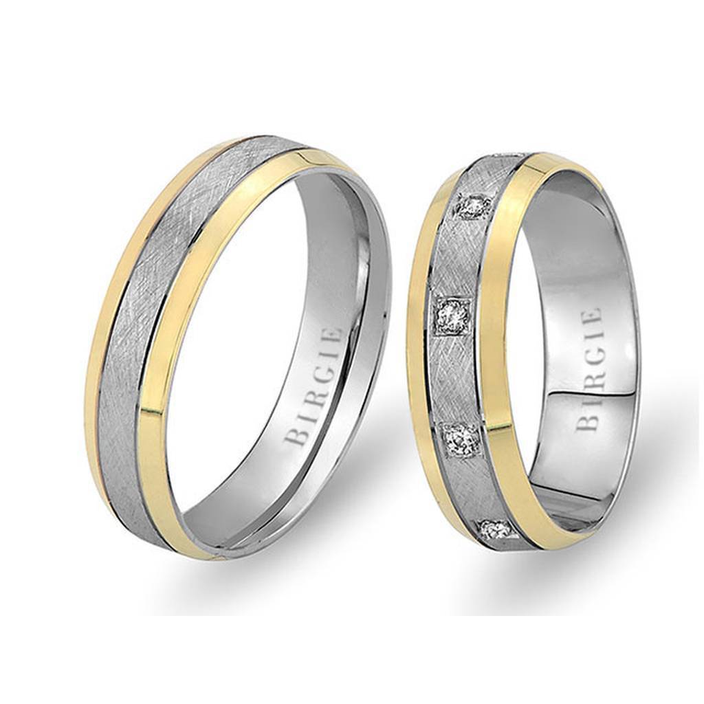 White and Yellow Gold Samatya Wedding Band w/ Diamonds