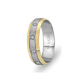 White and Yellow Gold Samatya Wedding Band w/ Diamonds