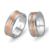 White and Rose Gold Coral Wedding Band w/ Diamonds