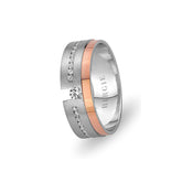 White and Rose Gold Heaven Wedding Band w/ Single Diamond