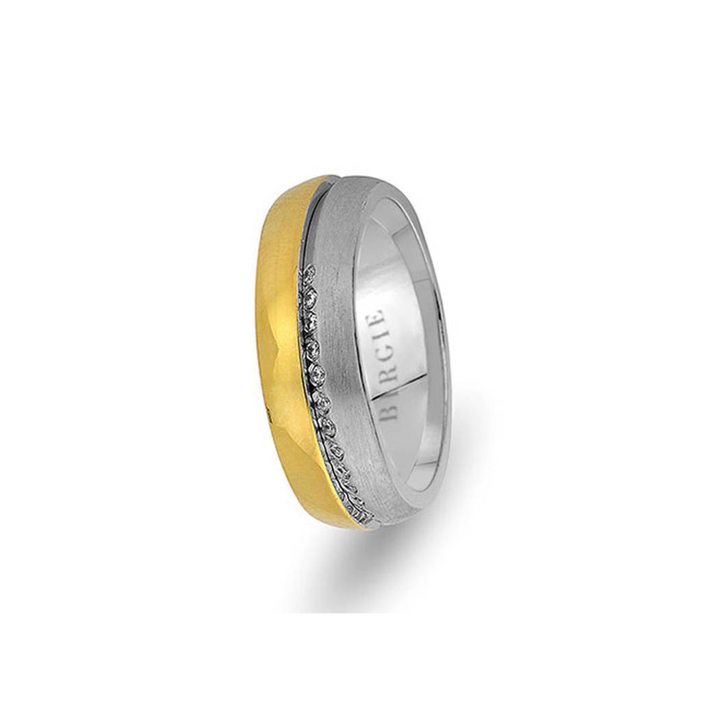 White and Yellow Gold Fulya Wedding Band w/ Diamonds