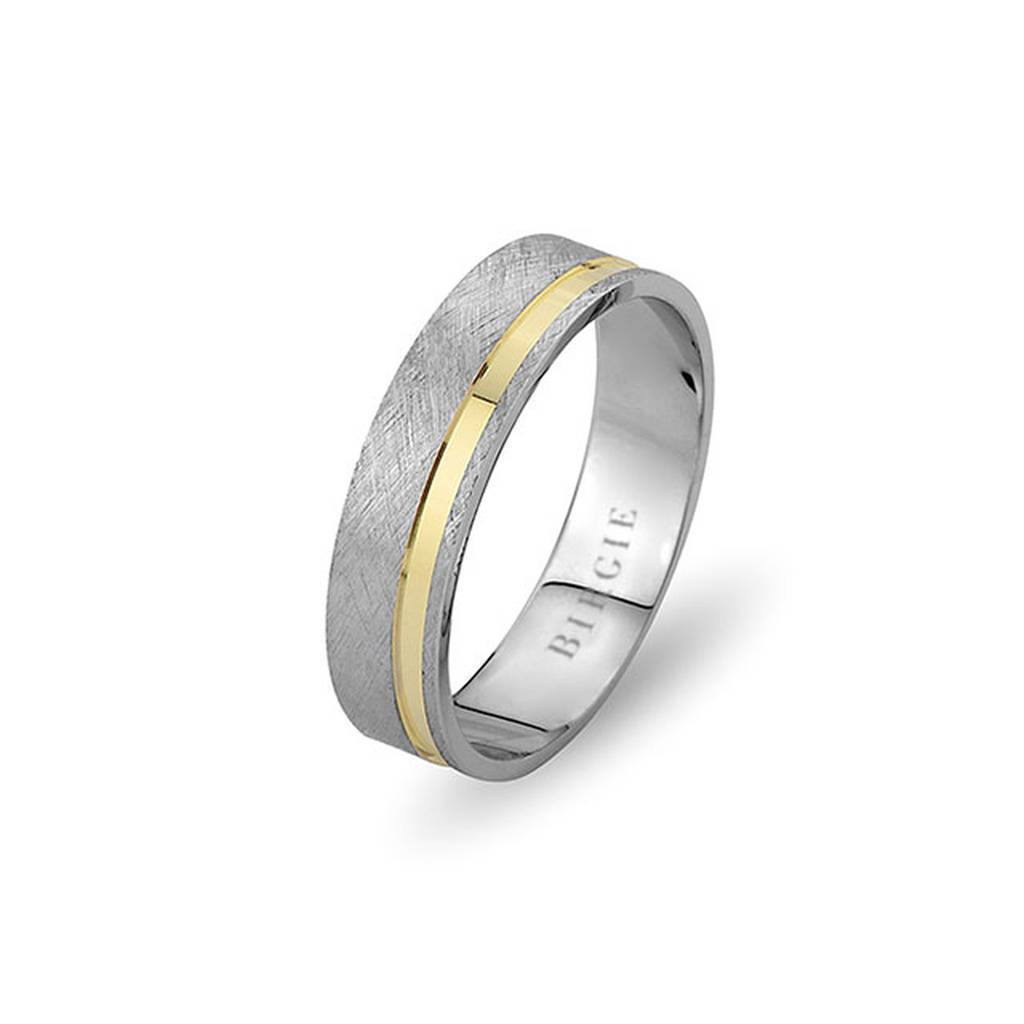 White and Yellow Gold Birdtongue Wedding Band