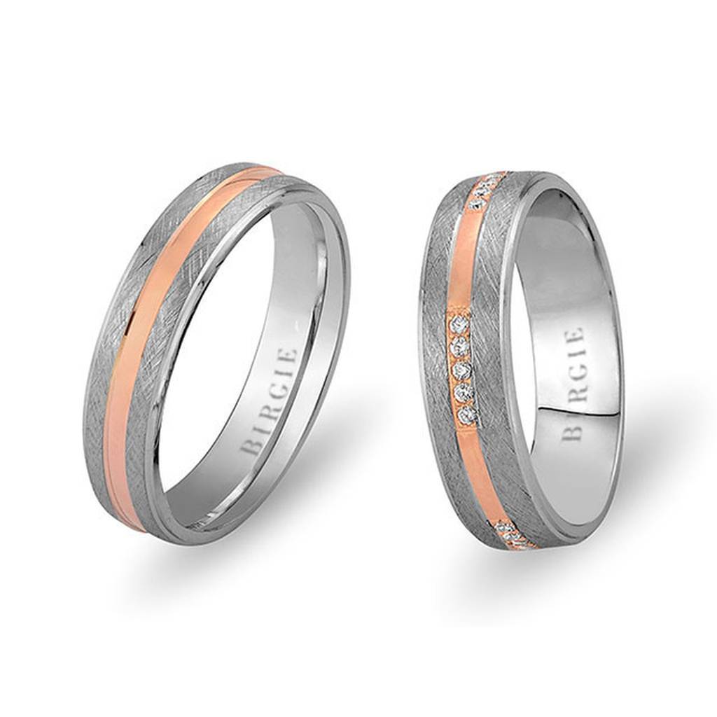 White and Rose Gold Gulbahar Wedding Band w/ Diamonds