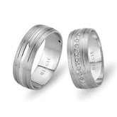 White Gold Grooved Kilyos Wedding Band w/ Diamonds