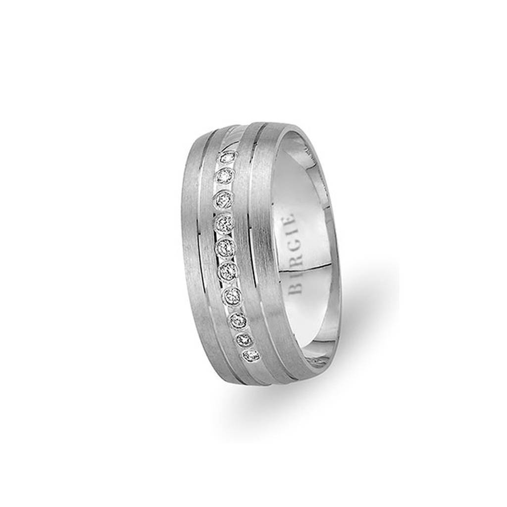 White Gold Grooved Kilyos Wedding Band w/ Diamonds