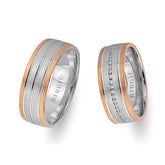 White and Rose Gold Merve Wedding Band w/ Diamonds