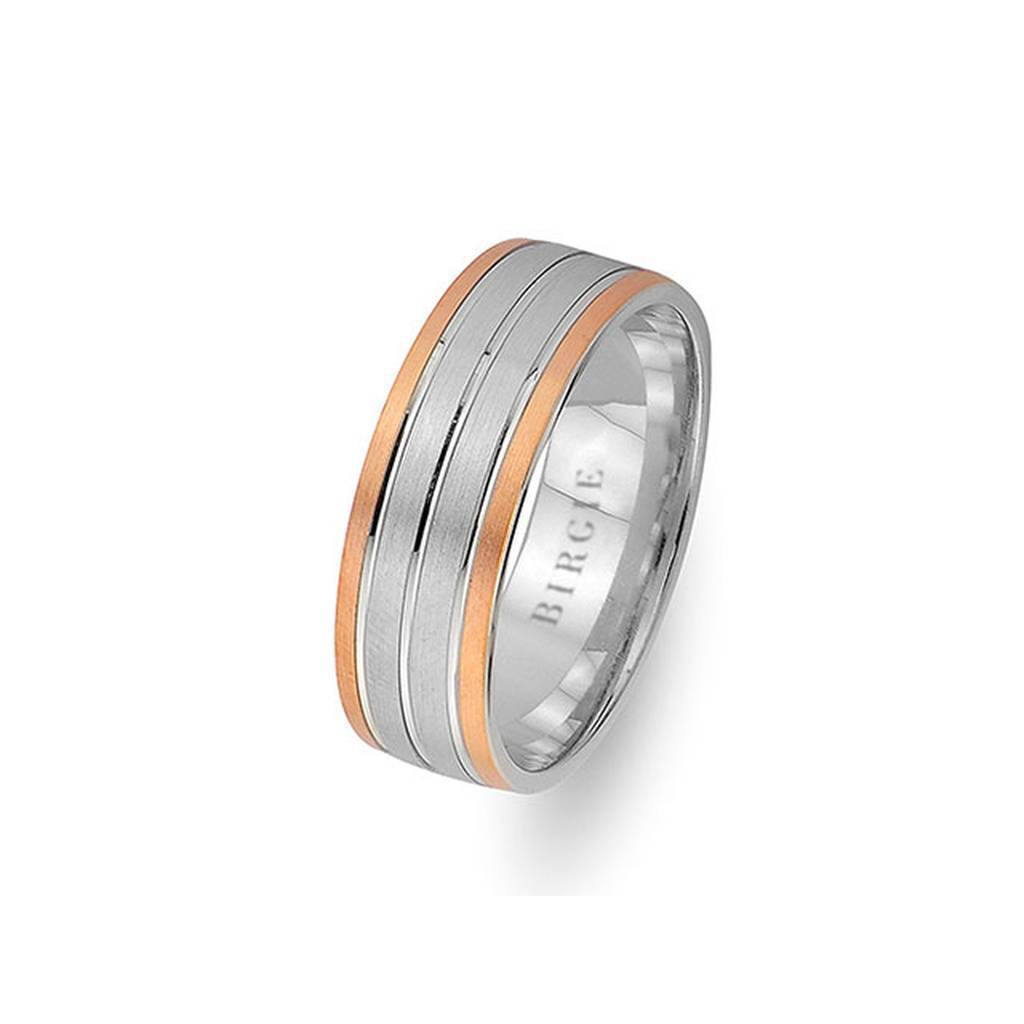 White and Rose Gold Merve Wedding Band