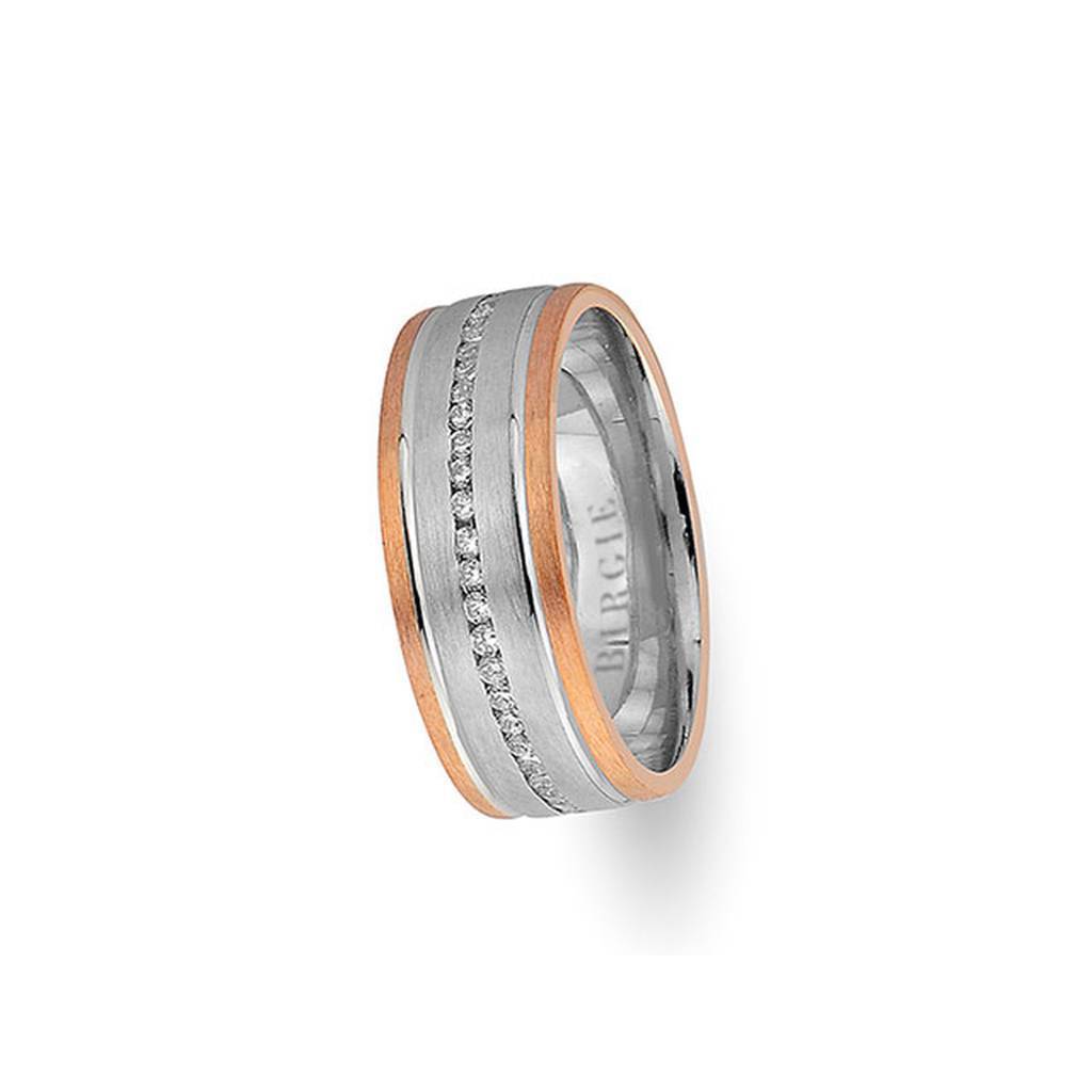 White and Rose Gold Merve Wedding Band w/ Diamonds