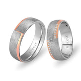 White and Rose Gold Crocus Wedding Band w/ Diamonds