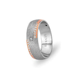 White and Rose Gold Crocus Wedding Band w/ Diamonds