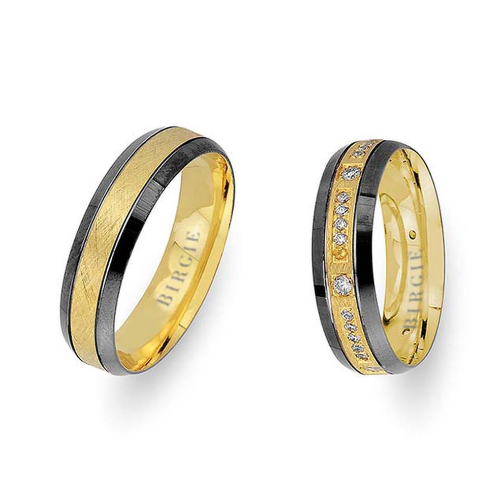 Yellow Gold 2 Coloured Atolia Wedding Band w/ Diamonds - Birgie Diamant | Fine Jewellery - Diamant & Edelstein Schmuck