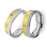 White and Yellow Gold Selimiye Wedding Band w/ Diamonds