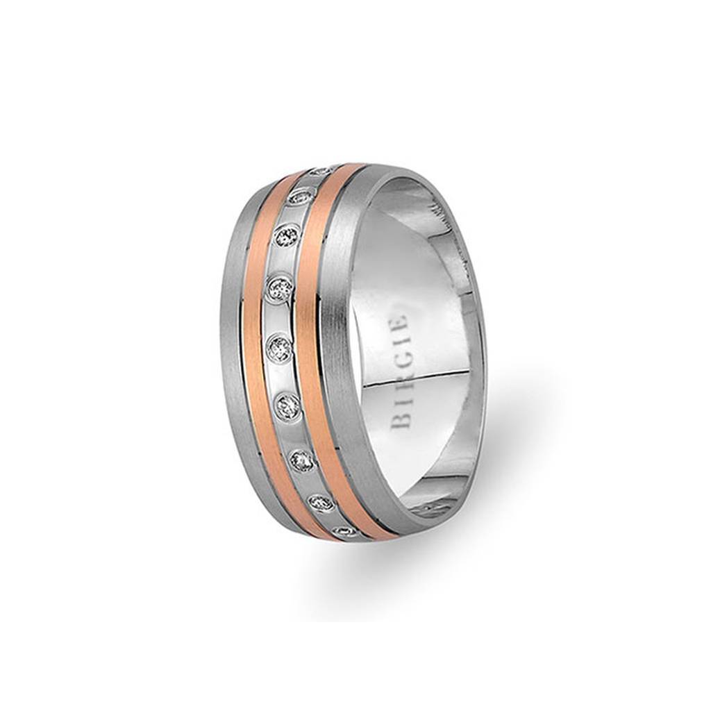 White and Rose Gold Mihrimah Wedding Band w/ Diamonds